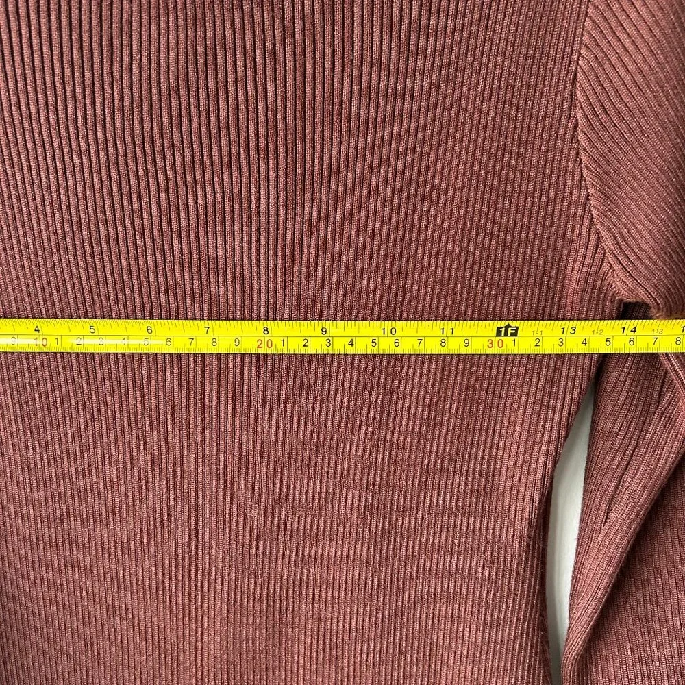 Commense Brown Ribbed Knit Midi Dress Long Sleeve Women’s Size S - Picture 6 of 7